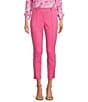 Color:Peony Pink - Image 1 - Rikki Stretch Ponte Knit Slim Straight-Leg Pull-On Ankle Pants