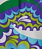 Color:Mod Paisley Iris - Image 3 - Shari Stretch Knit Mod Paisley Iris Print Ruffle Trim Mock Neck Cap Sleeve Shift Dress