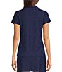 Color:Grand Links Navy - Image 2 - Sierra Solid Jacquard Point Collar Short Sleeve Polo Coordinating Top