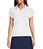 Color:Grand Links White - Image 1 - Sierra Solid Jacquard Point Collar Short Sleeve Polo Coordinating Top