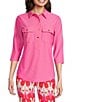 Jude Connally Sylvia Knit Jude Cloth Point Collar Long Sleeve Button Front Top, Color:Pink - Image 1