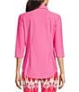 Jude Connally Sylvia Knit Jude Cloth Point Collar Long Sleeve Button Front Top, Color:Pink - Image 2