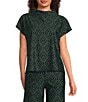 Jude Connally Tillie Garden Lattice Print Coordinating Ultralight Jude Cloth Drape Crew Neck Cap Sleeve Top, Color:Garden Lattice Navy - Image 1