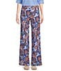 Color:Palm Beach Paisley Bluebell - Image 1 - Trixie Jude Cloth Knit Palm Beach Paisley Bluebell Print Wide-Leg Pull-On Pants