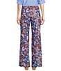 Color:Palm Beach Paisley Bluebell - Image 2 - Trixie Jude Cloth Knit Palm Beach Paisley Bluebell Print Wide-Leg Pull-On Pants