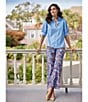 Color:Palm Beach Paisley Bluebell - Image 5 - Trixie Jude Cloth Knit Palm Beach Paisley Bluebell Print Wide-Leg Pull-On Pants
