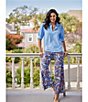 Color:Palm Beach Paisley Bluebell - Image 6 - Trixie Jude Cloth Knit Palm Beach Paisley Bluebell Print Wide-Leg Pull-On Pants
