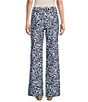 Color:Bloom Navy - Image 2 - Trixie Jude Cloth Stretch Knit Bloom Print Coordinating Wide-Leg Pull-On Pants