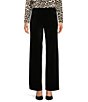 Color:Black - Image 1 - Trixie Stretch Velvet Straight Wide Leg Pull-On Pants