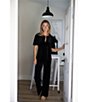 Color:Black - Image 6 - Trixie Stretch Velvet Straight Wide Leg Pull-On Pants