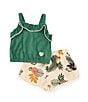 Color:Assorted - Image 1 - Baby Girls 12-24 Months Slub Jersey Tank Top & Tropical-Floral-Printed Muslin Shorts Set