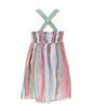 Color:Multi - Image 2 - Little Girls 2T-6X Sleeveless Striped Crocheted Overlay Linen-Look Woven Dress