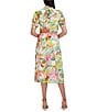 Julia Jordan Floral Print Chiffon Mock Neck Short Sleeve Midi Dress, Color:Ivory/Multi - Image 2