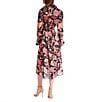 Julia Jordan Floral Print Collar Neckline Long Flutter Sleeve A-Line Midi Dress, Color:Black Multi - Image 2