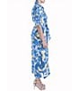Color:Blue Multi - Image 3 - Floral Printed Poplin Collared Neckline 3/4 Sleeve Shirt Dress