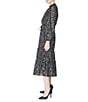 Julia Jordan Foiled Chiffon Printed Long Sleeve Ruffle Trim A-Line Midi Dress, Color:Black/Silver - Image 3