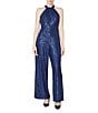 Julia Jordan Halter Sequin Jumpsuit, Color:Navy - Image 1