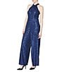 Julia Jordan Halter Sequin Jumpsuit, Color:Navy - Image 3