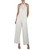 Julia Jordan Halter Twist Neck Sleeveless Pocketed Jumpsuit, Color:Ivory - Image 1