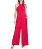 Julia Jordan Halter Twist Neck Sleeveless Pocketed Jumpsuit, Color:Dragon Fruit - Image 1