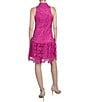 Color:Magenta - Image 2 - Lace Mock Neck Sleeveless Ruffle Hem Mini Dress