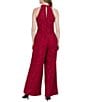 Color:Crimson - Image 2 - Lace Sequin Halter Neck Sleeveless Jumpsuit
