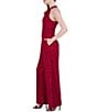 Color:Crimson - Image 3 - Lace Sequin Halter Neck Sleeveless Jumpsuit