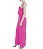 Color:Fuchsia - Image 6 - Lace Split V-Neck Sleeveless Crepe Wide Leg Jumpsuit