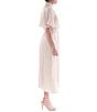 Julia Jordan Mock Neck Pleated Satin Yoryu Blouson Midi Dress, Color:Cream - Image 3
