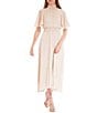 Julia Jordan Mock Neck Pleated Satin Yoryu Blouson Midi Dress, Color:Cream - Image 1