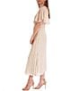 Julia Jordan Mock Neck Pleated Satin Yoryu Blouson Midi Dress, Color:Cream - Image 3