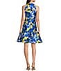 Color:Blue Multi - Image 2 - Monroe Twill Floral Print Crew Neck Sleeveless Ruffle Hem Fit and Flare Dress