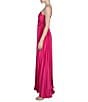 Color:Bright Rose - Image 3 - Pleated Satin Halter Neckline Sleeveless Gown