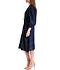 Julia Jordan Poplin Button Front Long Sleeve Midi Dress With Lace Trim, Color:Navy - Image 3