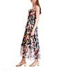 Julia Jordan Printed Chiffon Tie Shoulder Sleeveless Ruffle Tier A-Line Maxi Dress, Color:Navy Multi - Image 3