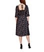 Julia Jordan Printed Square Neck A-Line Midi Dress, Color:Black Multi - Image 2
