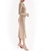 Julia Jordan Rib Knit Button Down Collar Long Sleeve Fit and Flare Midi Dress, Color:Sand - Image 3