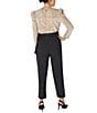 Julia Jordan Sequin & Crepe Long Sleeve Jumpsuit, Color:Ivory/Black - Image 2