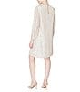 Color:Ivory/Silver - Image 2 - Sequin Crew Neck 3/4 Sleeve Shift Dress