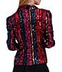 Julia Jordan Sequin Mesh Stripe 3/4 Sleeve Jacket, Color:Pink Multi - Image 2