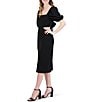 Julia Jordan Short Puffed Sleeve Square Neck Side Cut-Out Sheath Midi Dress - Image 3