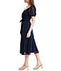 Julia Jordan Short Sleeve Self Tie Sash Midi Dress, Color:Navy - Image 3