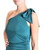 Color:Green - Image 3 - Stretch Bow Tie One Shoulder Ruched Sleeveless Dress