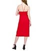Color:Red - Image 2 - Stretch Crepe Halter Neck Sleeveless Sheath Midi Dress