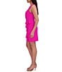 Color:Fuchsia - Image 3 - Stretch Crew Neck Sleeveless Cascading Ruffled Sheath Dress
