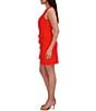 Color:Red - Image 3 - Stretch Crew Neck Sleeveless Cascading Ruffled Sheath Dress