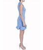 Color:Blue Bell - Image 3 - Stretch Round Neckline Cap Sleeve Ruffle Hem Dress