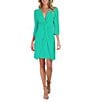 Julia Jordan Stretch V-Neck 3/4 Sleeve Knot Waist Sheath Dress, Color:Aqua Fresh - Image 1