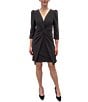 Julia Jordan Stretch V-Neck 3/4 Sleeve Knot Waist Sheath Dress, Color:Black - Image 1