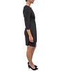 Julia Jordan Stretch V-Neck 3/4 Sleeve Knot Waist Sheath Dress, Color:Black - Image 3